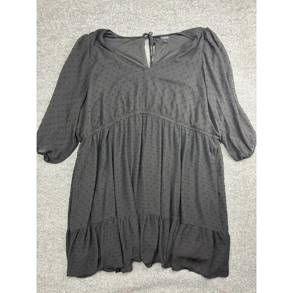 torrid Dresses & Skirts - Torrid Dress Womens 5X Black Swiss Dot Babydoll Tiered Ruffle Lined 3/4 Sleeve